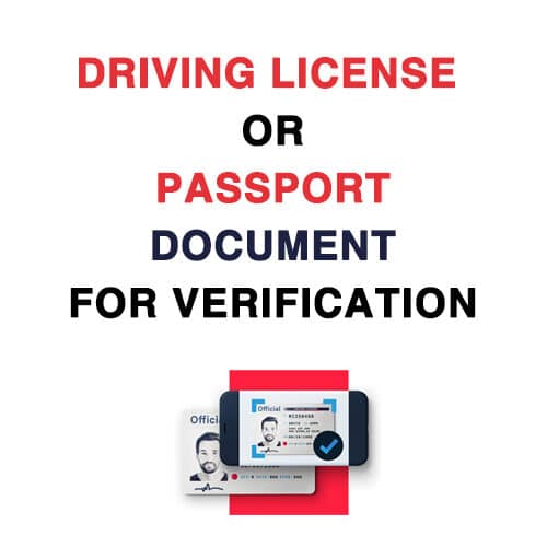 Driving License or Passport Document for Verification